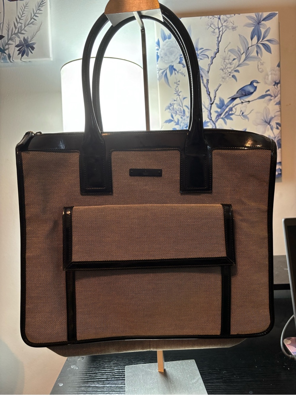 Gucci Beige Canvas Tote with Black Trim